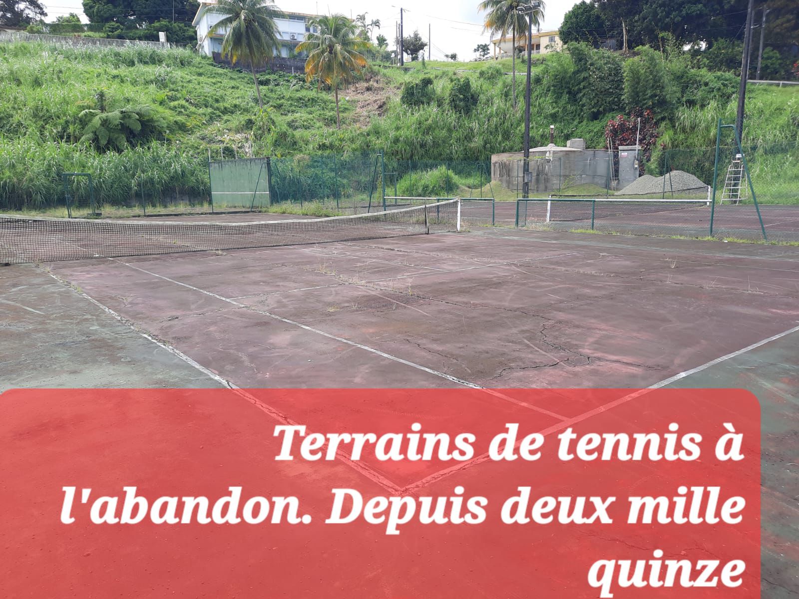 Terrain de tennis non entretenu